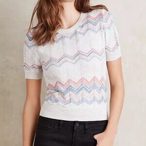 NWT Anthropologie Pointelle Chevron Pullover Size L